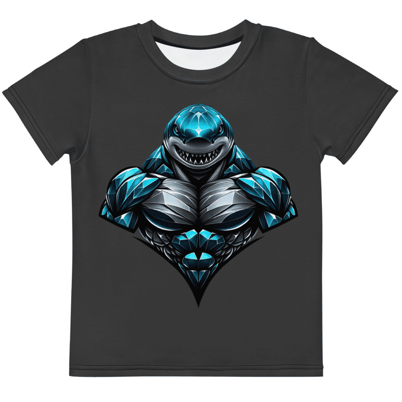 Muscular Shark Kids crew neck t-shirt
